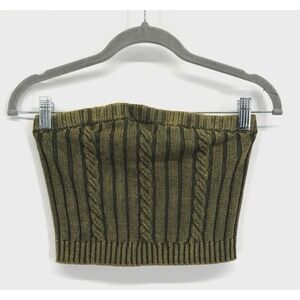 Whimsigoth Forever 21 Small Bandeau Tube Top Crochet Cable Knit Fairy Grunge NWT